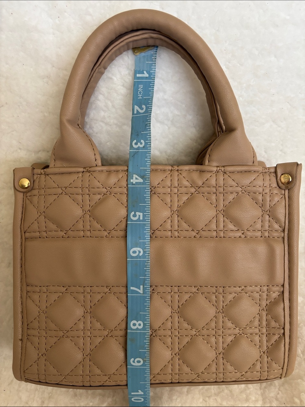 Quilted Top-Handle Crossbody/Tote Bag in Taupe - Picture 8 of 9